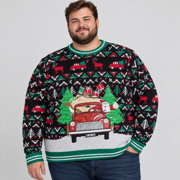 Jollidays Other - Ugly Christmas Sweater Mens 3XB Santa Red Truck Fair Isle Holiday Party Office
